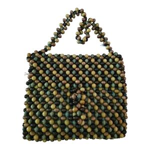 Vintage Japanese Wood Beaded Handbag